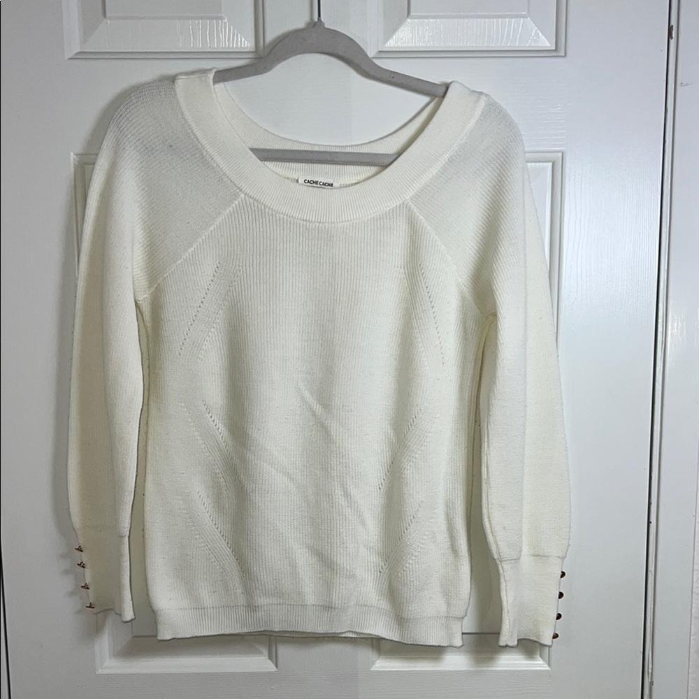 Cache Cream Crew Neck Sweater Soft Knit‎